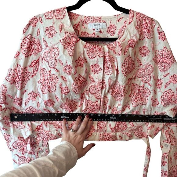 Saunders Collective- Red & White Frederique Crop Top Dolman Long Sleeve, Size 14 - Picture 12 of 15